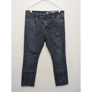 D1 Volcom Jeans Mens 36 Vorta Slim Straight Black Denim Pants Bottoms Dark Wash